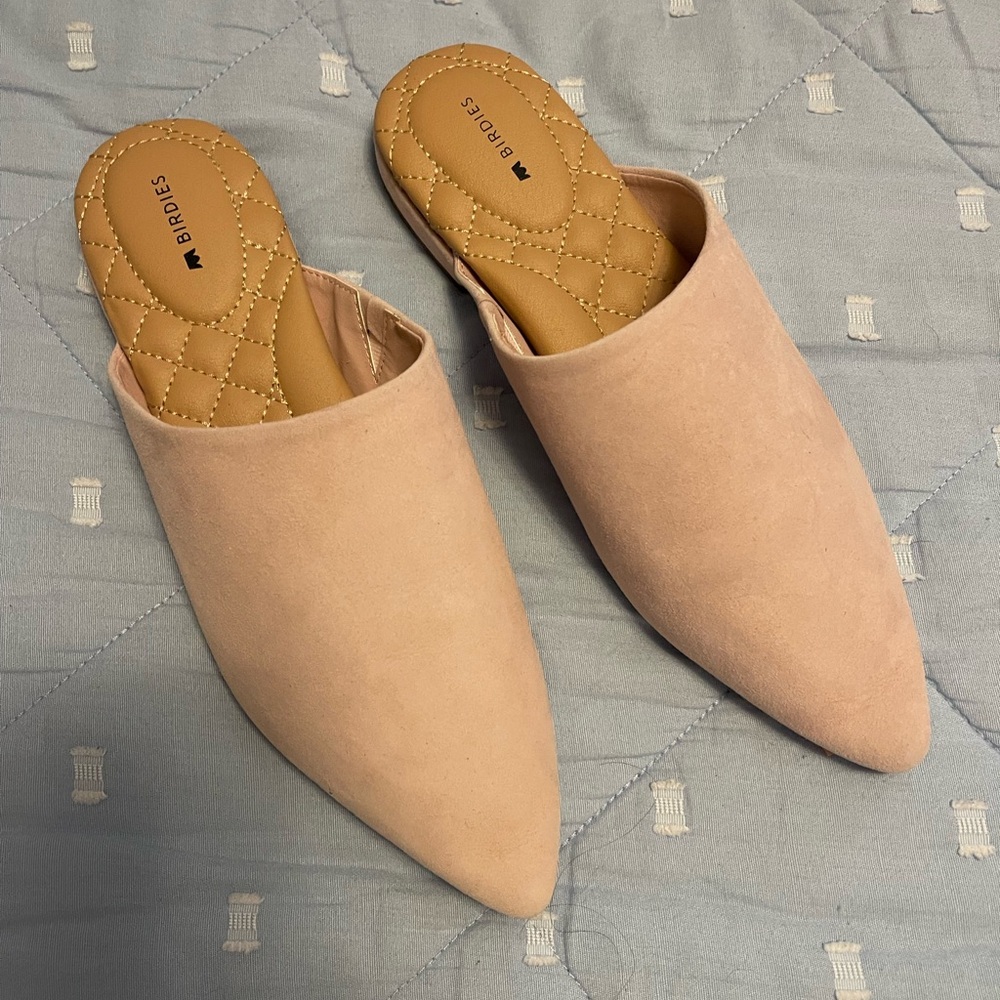 Birdies
The Lark shoe- pink Chiffon mule